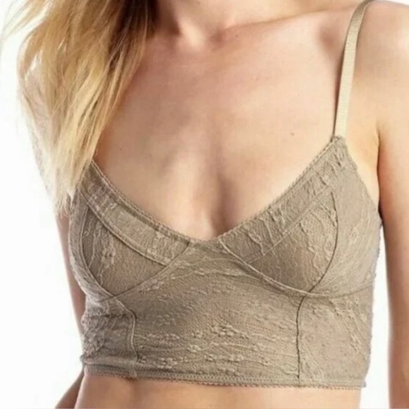 Free People Longline Bralette Lace Bustier Dark Olive Small - Picture 16 of 16